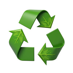 Obraz premium 3D Green Recycling Symbol Made of Leaves Representing Sustainability