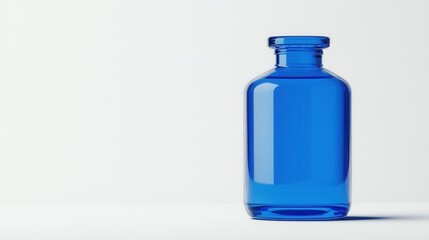 Blue Glass Bottle on Simple Background with Soft Lighting