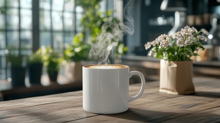 Warm Coffee with Greenery