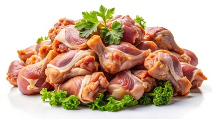 Raw Chicken Gizzards Isolated on White Background - High-Resolution Stock Photo