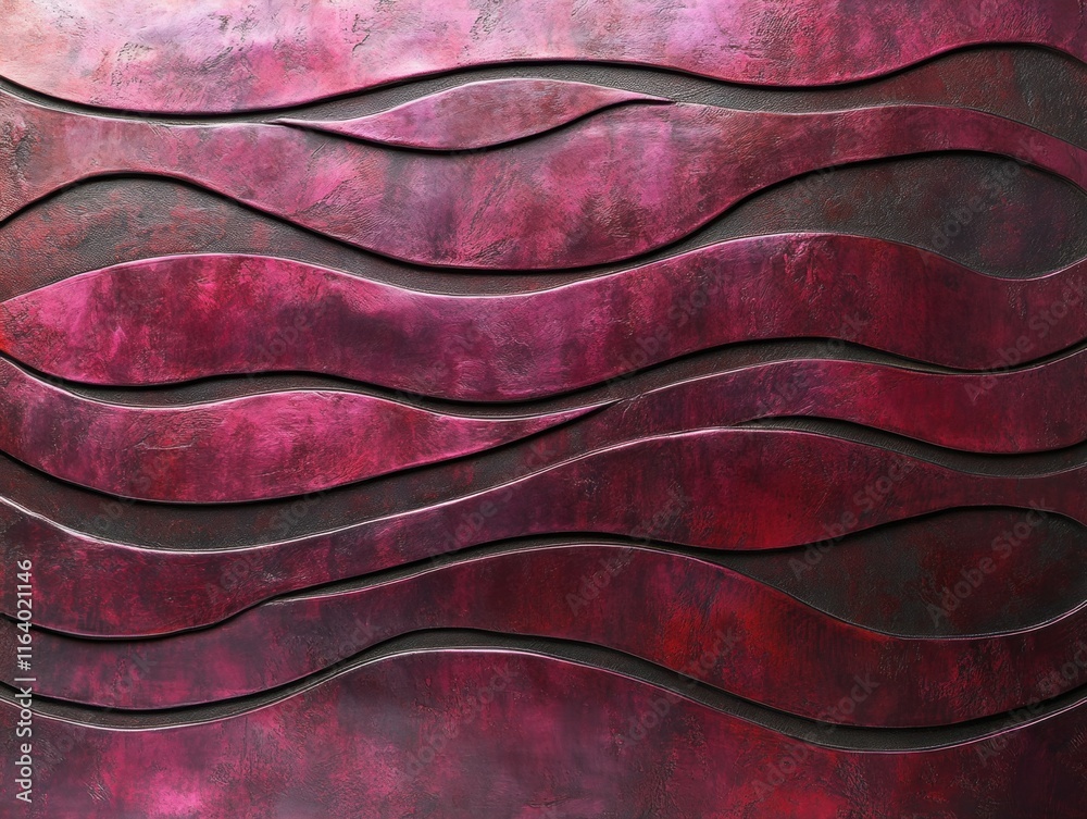 Poster abstract textured wall design featuring flowing lines in shades of red and dark tones.