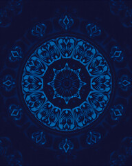Symmetrical Circular Blue Mandala Design background