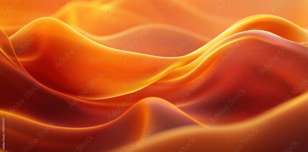 Poster abstract waves of orange and red fabric create a warm, flowing texture.