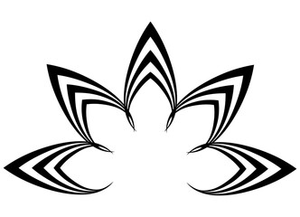 Abstract vector flower made of black lines on a white background. Floral pattern. Logotype. Black and white design element