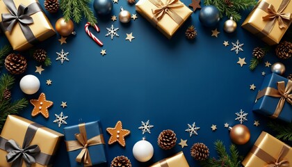 Festive Christmas Decorations with Gifts and Ornaments