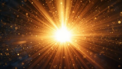 Naklejka premium Golden Burst of Light Illuminating Cosmic Space