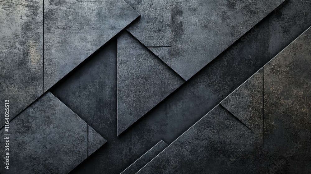 Poster Abstract geometric design featuring dark, textured surfaces and sharp angles.