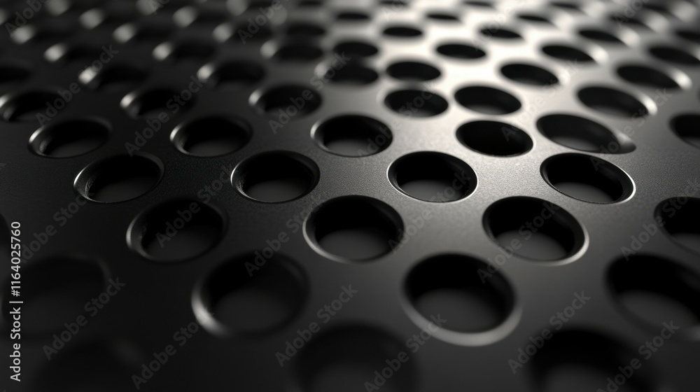 Aufkleber A close-up of a textured black surface with circular perforations.