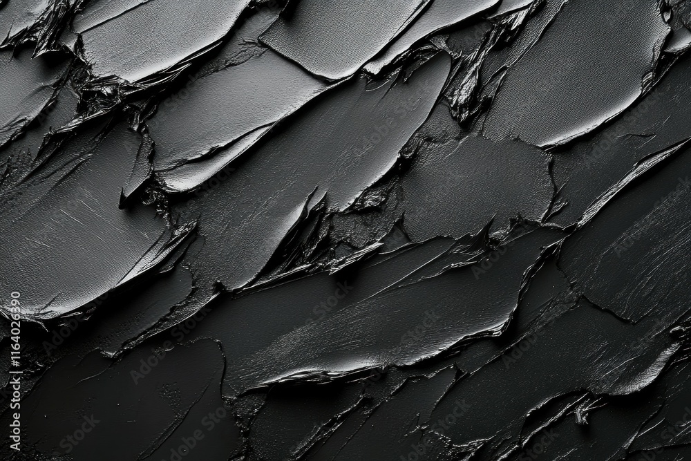 Poster Abstract texture of black paint with layered, uneven strokes creating a dynamic visual effect.