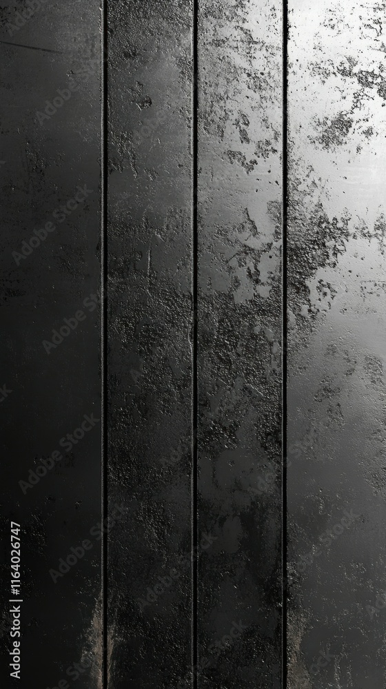Poster A textured black surface with vertical lines and a worn appearance.