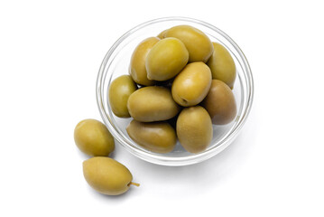 green olives on white background