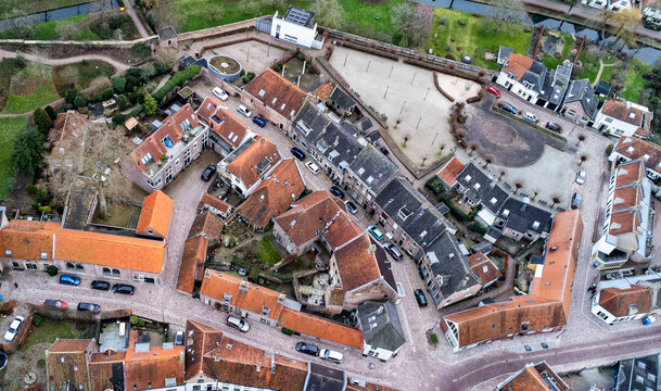 tinneplein, city, building, architecture, 2023, aerial, beautiful, center, destination, drone, gelderland, hattem, medieval, nederland, old, the netherlands, town, travel