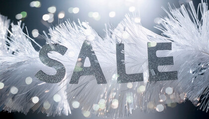 Sparkling sale promotion with glitter tinsel for seasonal discounts and business offers