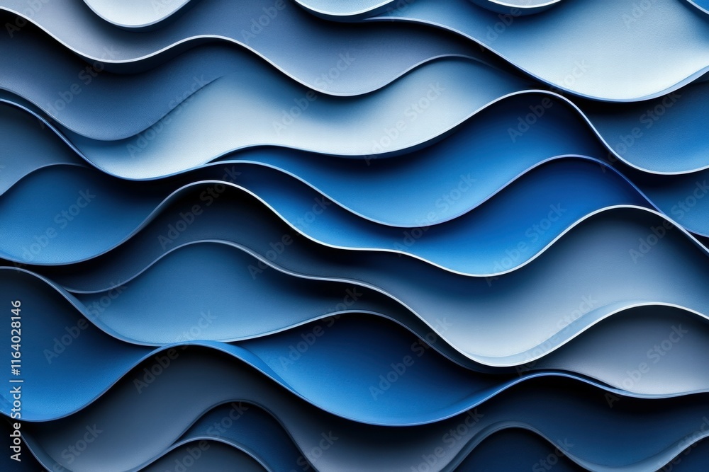 Poster Abstract wave patterns in varying shades of blue create a dynamic visual texture.