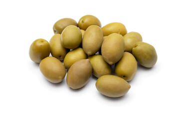 green olives on white background