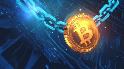 Bitcoin Cryptocurrency Blockchain Technology: Secure Digital Currency in a Futuristic Digital Chain Network