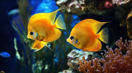 Obraz premium Vibrant Fish Swimming Among Aquatic Plants