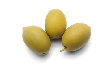 green olives on white background