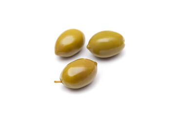 green olives on white background