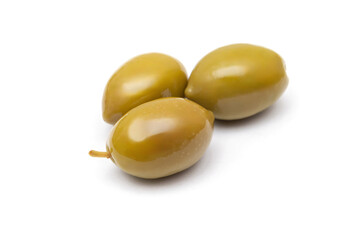 green olives on white background