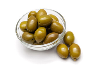 green olives on white background