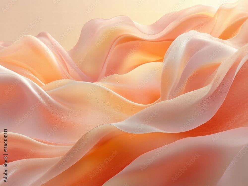 Poster Abstract flowing shapes in soft peach and white tones create a serene and calming atmosphere.