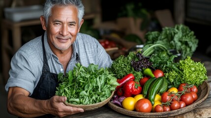 Man Holding Fresh Vegetable Basket
