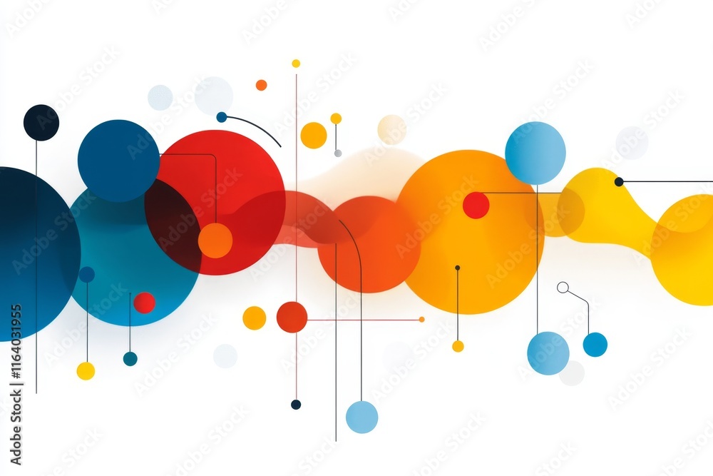 Poster A colorful 2D diagram of IT workflow showcasing data flow from servers to end-users with vibrant icons