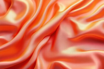 Fototapeta premium A close-up view of smooth, flowing orange satin fabric.