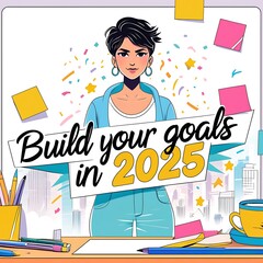 Build Your Goals in 2025 - Motivational Illustration