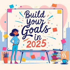 Build Your Goals in 2025 - Motivational Illustration