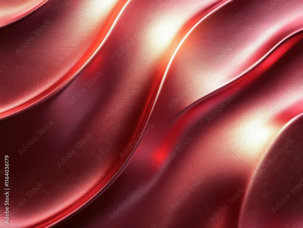 Aufkleber a close-up of smooth, flowing red fabric with highlights and shadows.