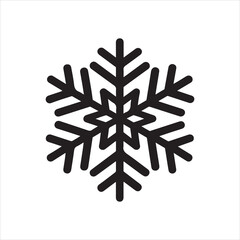 A vector illustration of a snowflake icon set in silhouette style, with a white background. The icons include a snowflake, a snowman, a skier, a ski lift, and a hot chocolate mug. The snowflake and sn