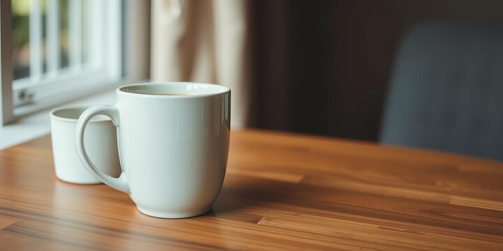 A cozy coffee mug with "Happy Monday" displayed on a wooden table, evoking feelings of warmth and cheer in the morning routine, routine, cheerful