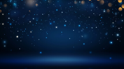 Fototapeta premium Starry Night Sky with Glowing Blue and Golden Lights Background