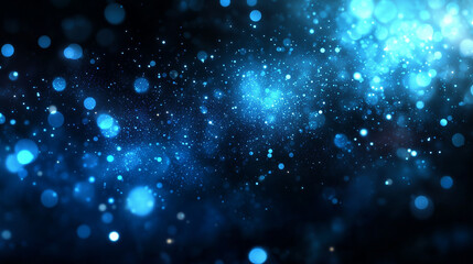 Blue Bokeh Background with Sparkling Light Particles