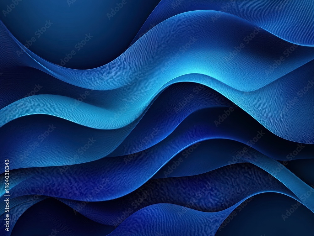 Aufkleber Abstract waves in varying shades of blue create a serene and fluid visual composition.