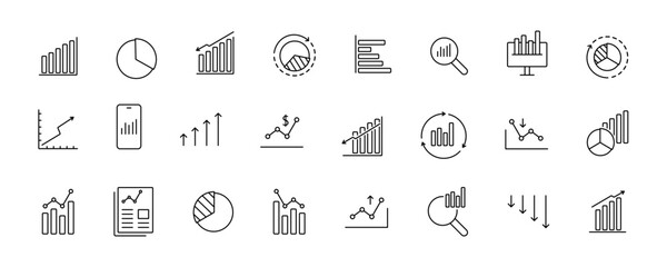 Growth graph icon set. Chart increase, business chart icons. Statistics and analytics icon collection