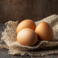 Rustic Farm Fresh Eggs in Straw Nest with Warm Tones