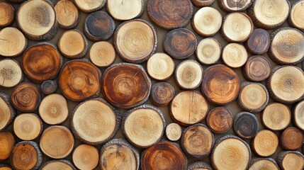 Natural wood slices texture background with unique patterns for design and decoration purposes