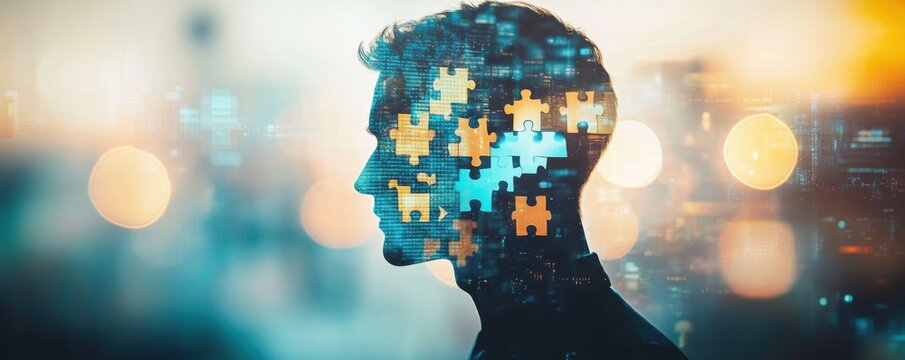 Human Mind Puzzle: Solving Complexities in a Digital Age, Abstract Conceptual Art