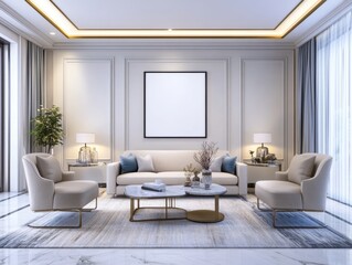 Fototapeta premium Elegant Living Room Interior Design with Modern Furniture
