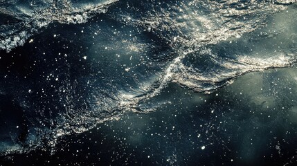 Fototapeta premium Aerial perspective of glimmering ocean waves illuminated by sunlight reflecting off the water's surface