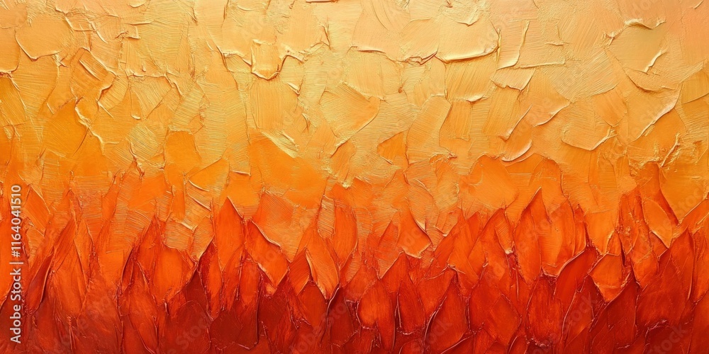 Poster Abstract painting with warm hues of orange and red, creating a fiery gradient effect.