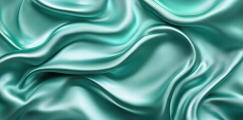 Obraz premium Smooth, flowing teal fabric creating an elegant and luxurious texture.