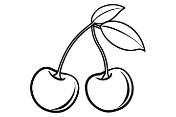 Cherries Line Art Illustration SVG - Minimalist Fruit Drawing