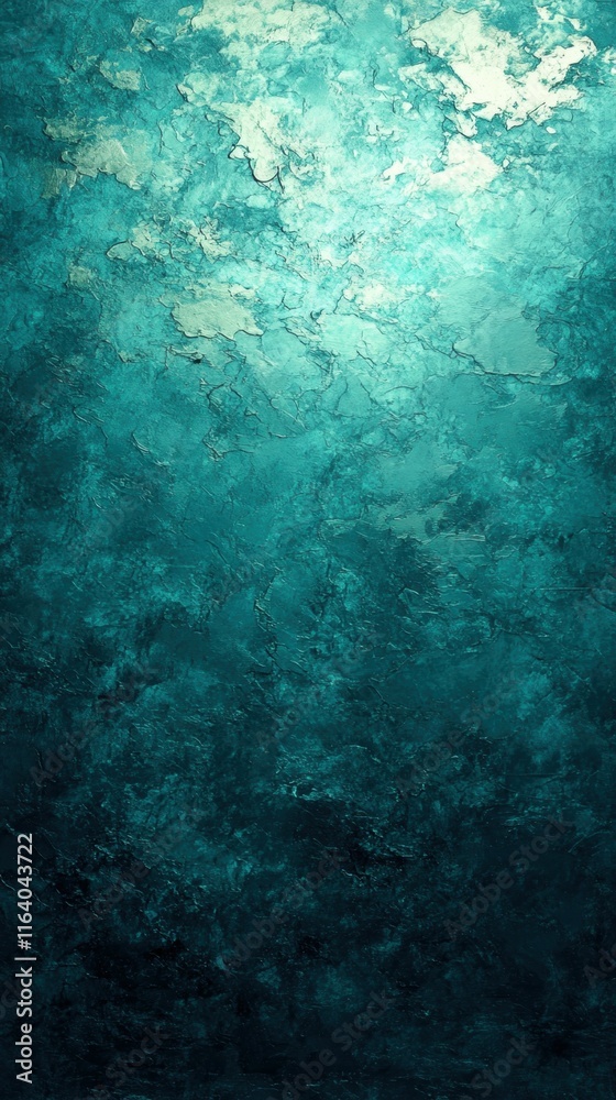Poster an abstract representation of water with a textured teal background.