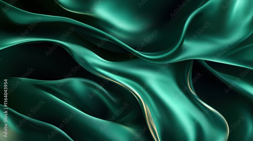 Poster A flowing abstract design with smooth teal fabric-like textures.