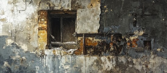 Abandoned industrial interior highlighting deteriorating walls and shattered windows showcasing forgotten architectural elements