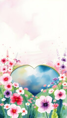 Floral heart-shaped opening against light sky.